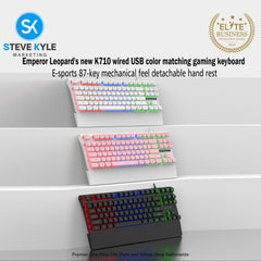 K710 Luminous Mechanical Gaming Keyboard 87 Keys With Removable  Usb Plug And Play Laptop