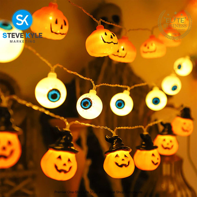 LED Lantern Ghost Festival Decoration Light String Ghost Eyeball and Pumpkin Battery Operated