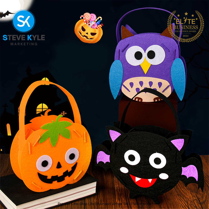 Halloween Candy Bag DIY Portable Tote Gift Bag Trick or Treat Bag for Kids Cute Handle Holiday