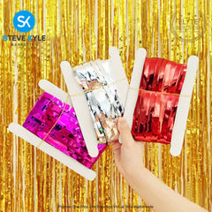 2.5M Background Foil Curtains Birthday Party Wall Cloth Backdrop Wedding Christmas Decoration