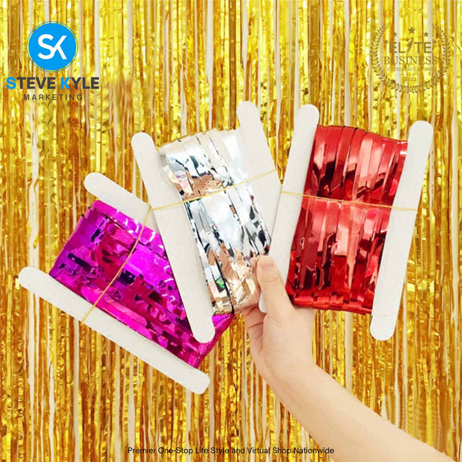 2.5M Background Foil Curtains Birthday Party Wall Cloth Backdrop Wedding Christmas Decoration