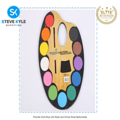 Artist Palette Watercolor Paint with Paint Brush 12 Color Early Learning Kids