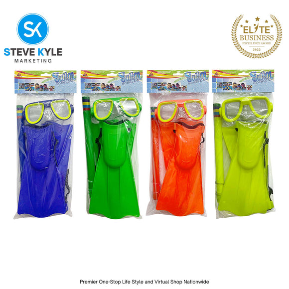 Kids Summer Swimming Diving Snorkel Tube Fins Set