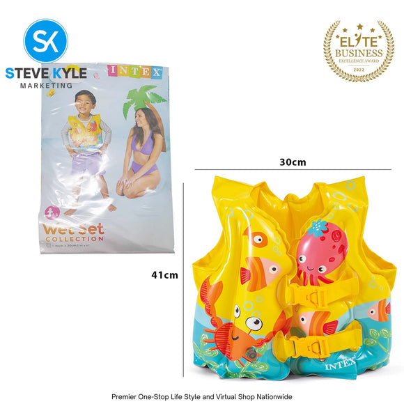 Intex 59661 tropical Buddies Swim Vest Kids Inflatable Swimming Pool Vest Life Jacket for Kids
