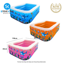 Inflatable Three Layer Outdoor Kiddie Pool Rectangular Swimming Pool