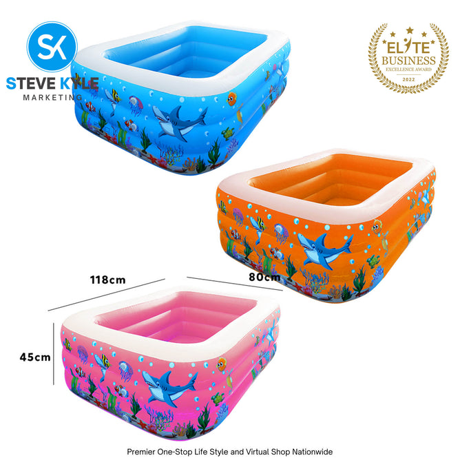 Inflatable Three Layer Outdoor Kiddie Pool Rectangular Swimming Pool