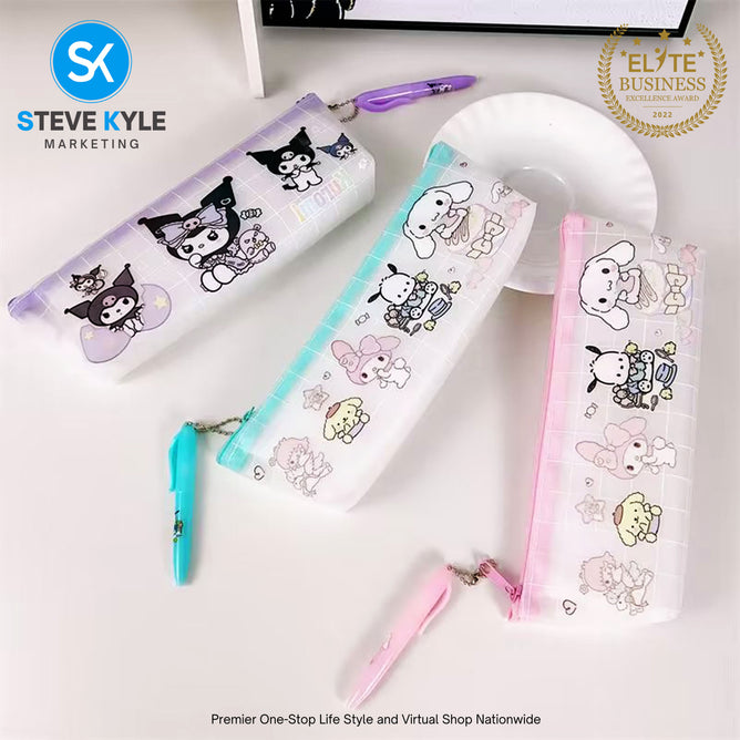 Transparent Pencil Case Large Capacity Pencil Pouch w/ Pen Stationary Supplies