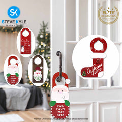 Christmas Doorknob Ornaments Santa Claus Decor Festive Wooden Door Hanger Decorations Perfect Holiday Party Supplies