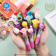 (1PC) Assorted Kawaii 4in1 Mini Multifunctional School Supplies Stationery Ballpen