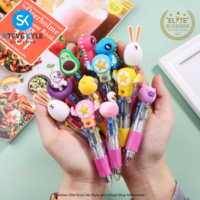 (1PC) Assorted Kawaii 4in1 Mini Multifunctional School Supplies Stationery Ballpen