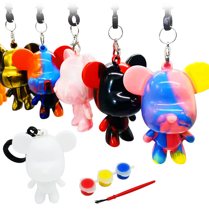 DIY Fluid Bear Handmade Creative Paint Bear Keychain for Kids Small Gift /Toy