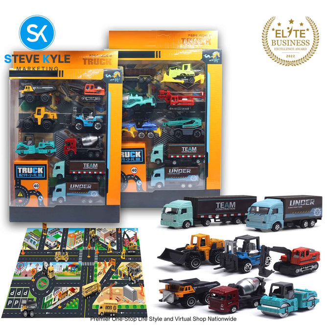 Mini Alloy Modern Engineering Vehicle Model Set (with Road Sign Map) Best Gift Toys