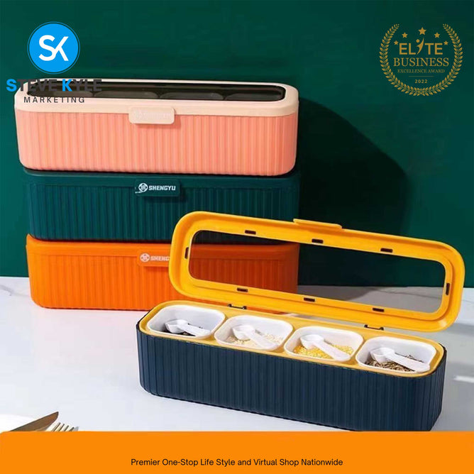 4in1 Seasoning Jar Kitchen Glass Seasoning Bottle and Jar Set