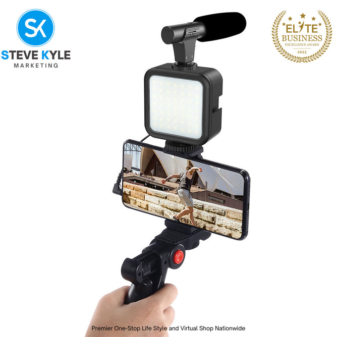 AY-49 Smartphone Vlogging Kit Video Recording Equipment with Tripod Fill Light
