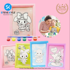 DIY Water Color Picture for Kid Children Cartoon Painting w/ Draw Brush & Paint Set