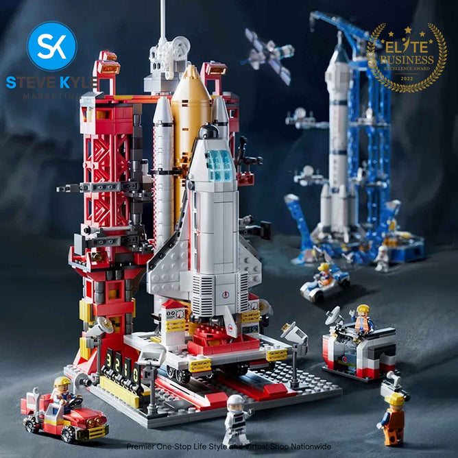 Space Rocket Shuttle Deep Launcher Ship Station Port Sets Model Building Bricks Kids Toys