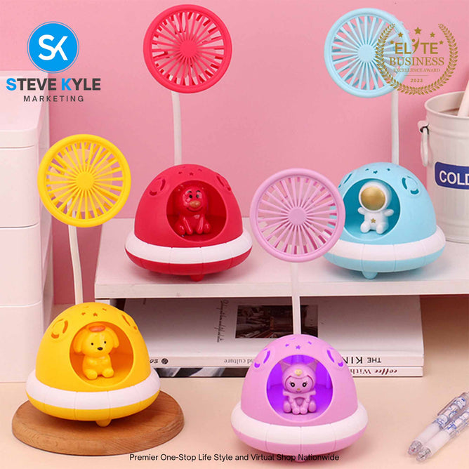 Cute Mini Rechargeable Projection Handheld Desk Fan for Kids Perfect Gift