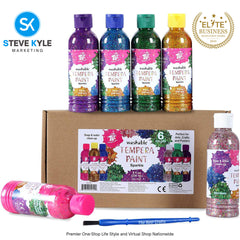 6 Colors Non Toxic Paint Set Washable Tempera for Kids Normal & Glitters