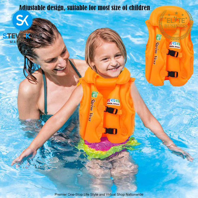 Inflatable Safety Life Jacket Vest Pool School Children Learn Swimming Floater