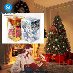 Christmas Tree Decorations Set Hanging Ball Ornaments, Drum Bell, Pendants Box