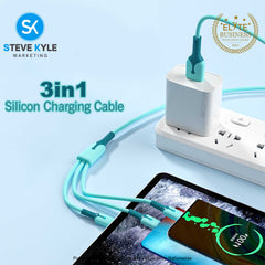 Multifunction 3 In 1 Fast Charger Cable 1.5M for Iphone/MicroUSB/Type Usb C