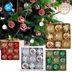 9PCS/8CM Christmas Tree Balls 3 Styles XMAS Ornaments Shatterproof Hanging Balls Big Size Decors