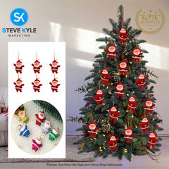 Steve Kyle Six Pieces Santa Claus Pendant Figurines For Christmas Tree Hanging Ornament Decoration