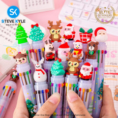 10in1 Cartoon Pen 10 color Retractable Cute Kawaii Ball Student Multi Color Gel Writting Pen