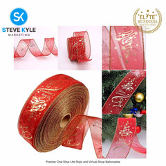 2M/Roll Christmas Christmas Gift Packaging Print Ribbon Christmas Tree Garland Ornament DIY Gift