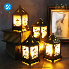 Halloween LED Lantern Lights Retro Small Oil Lamp Style Decorative Lamp for Halloween