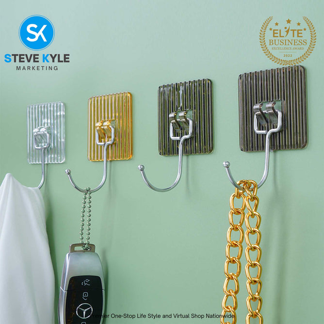 High Quality Strong Self Adhesive No Punching Wall Hooks Hanger Sticker For Kitchens Bathroom