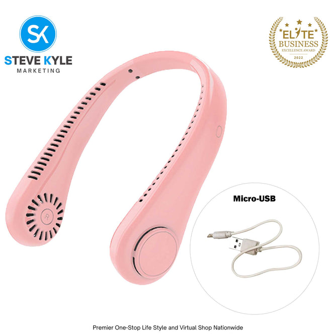Rechargeable Portable Bladeless Neck Hanging Fan Built in 4000 mAh Battery Air Cooling Fan
