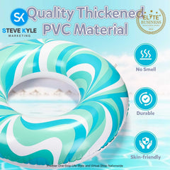 Inflatable Summer Swim Ring Heart and Wave Printed Design