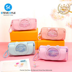 Cat Pencil Case Cute Pencil Bag Three layers Pen Case Kids Kawaii Stationery Bag Cartoon Animals Pen Bag Girls Handbag
