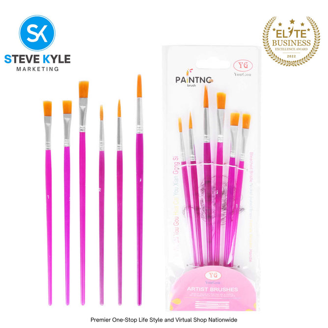 6pcs/Set Nylon Acrylic Painting Drawing Oil poster Paint Brush Pen for Art School Suppkies Student
