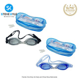 Swim Anti-fog Goggles Adjustable for Kids and Adults with 1 Pair Earplugs & Pouch Case