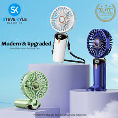 Handheld Portable Folding Fan Multifunctional Digital Display Aromatherapy Fan Neck Rope