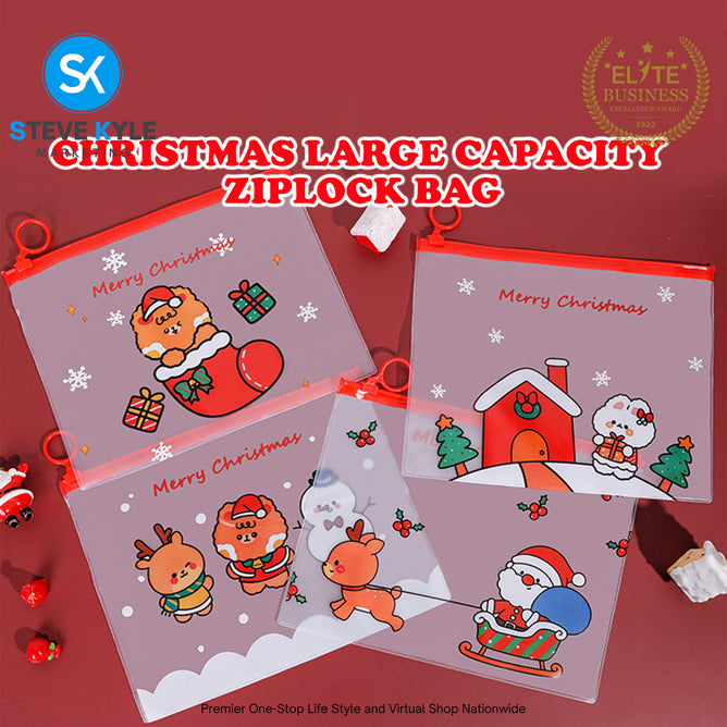 Christmas Themed Cartoon Ziplock Bag - Zipper Pouch  (1PC Random)