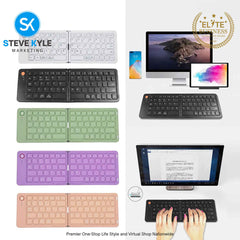 UltraSlim Foldable Keyboard Rechargeable Bluetooth Silent Typing for iOS Android Windows