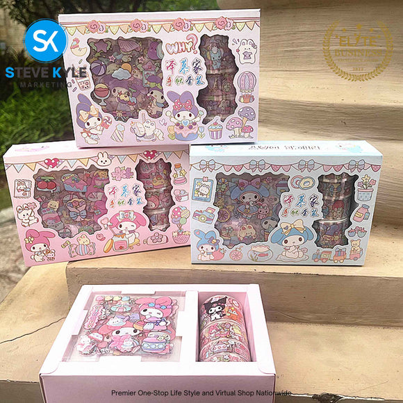 Cartoon Sticker & Tape Random (1 Box Set) Waterproof Kawaii Stationery Supplies