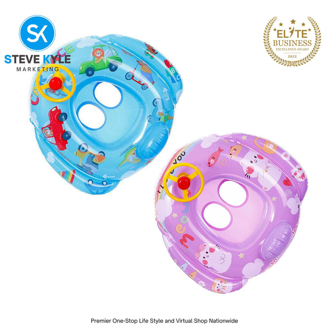 Inflatable Summer Swimming Ring Seat with Steering for Kids
