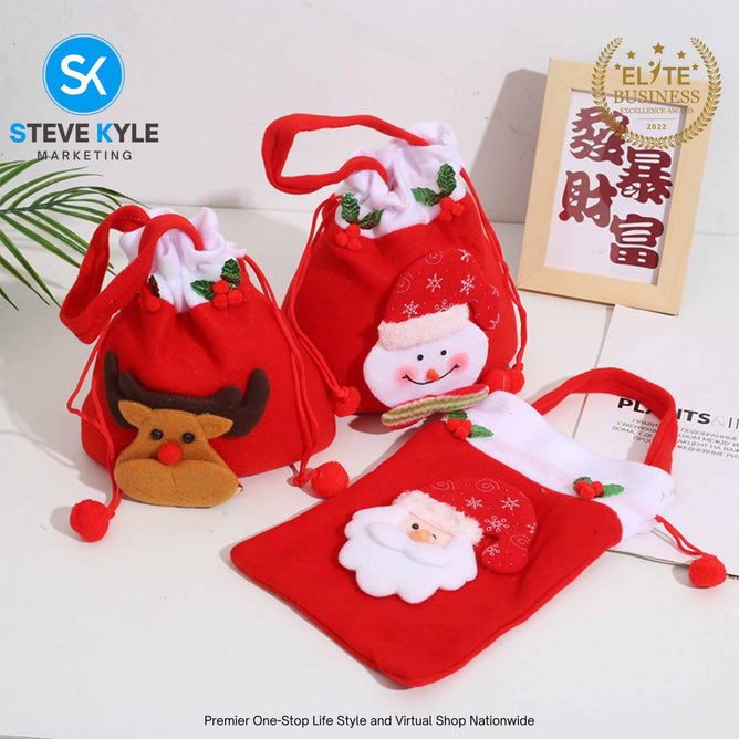 Creative Christmas Gift Candy Bag Cute Christmas Basket Knitted Dolls Santa Claus