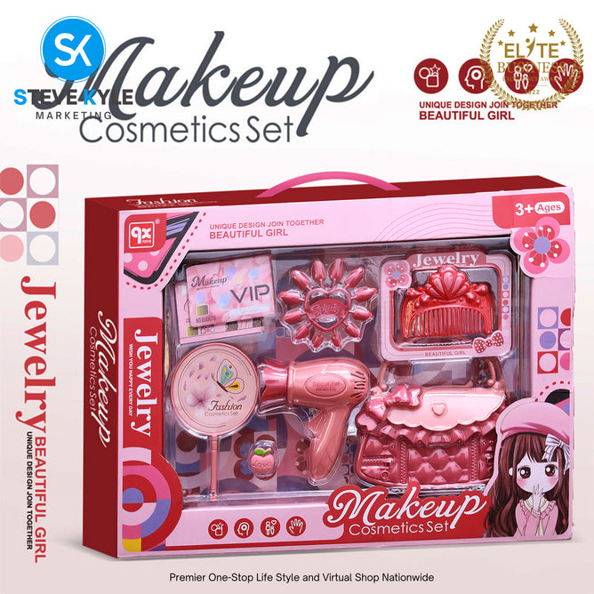 Makeup Playset for Girls Pretend Play Hair Stylist Toy Kit Best Gift