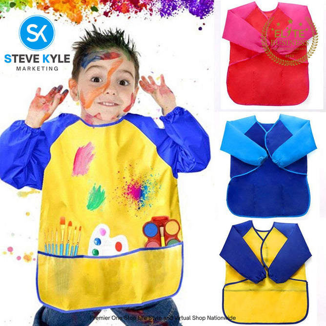 Kids Painting Apron Cute Craft Baking Waterproof Colorful Long Sleeve Apron