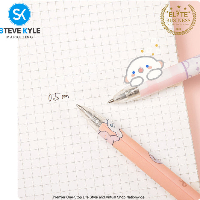 Cute Cartoon Retractable Pen 0.5mm Black Ink Gel Pen SET (6pcs) Stationery School Supplies