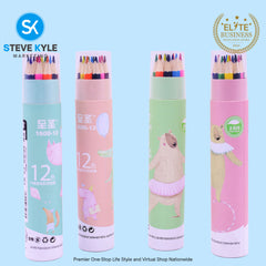 12 Colors Creative Stationery Color Pencil Best Gift for Kids Draw with Colorful Design with Box