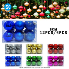 (6CM) 6PCS/12PCS Christmas Ball Set Atmosphere Pendant Decorations