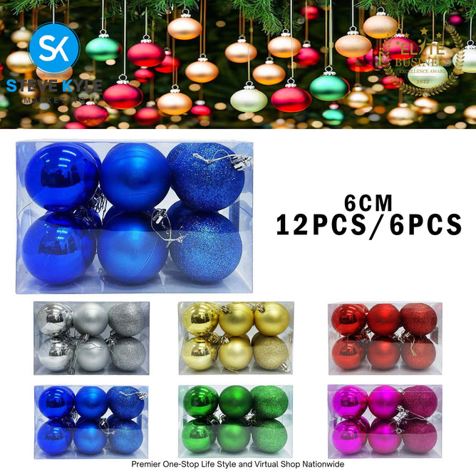 (6CM) 6PCS/12PCS Christmas Ball Set Atmosphere Pendant Decorations