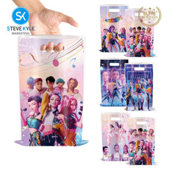 Steve Kyle Ten Pieces Colorful Girl Group Theme Plastic Loot Goodie Candy Bags For Kids Birthday Gift Party Supplies