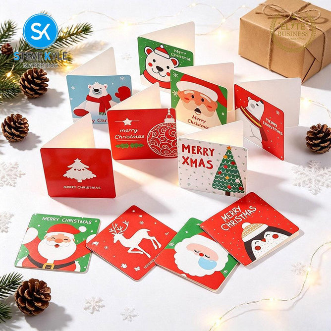Steve Kyle Merry Christmas Pattern Stickers Greeting Cards with Envelopes for Gift Decoration Party Favors Giveaways